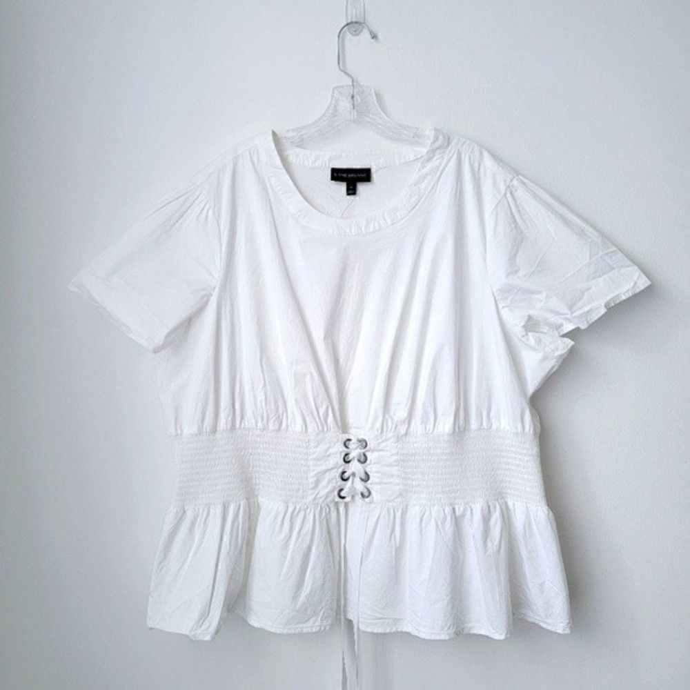 NWT LANE BRYANT White Boho Elastic Waist Top